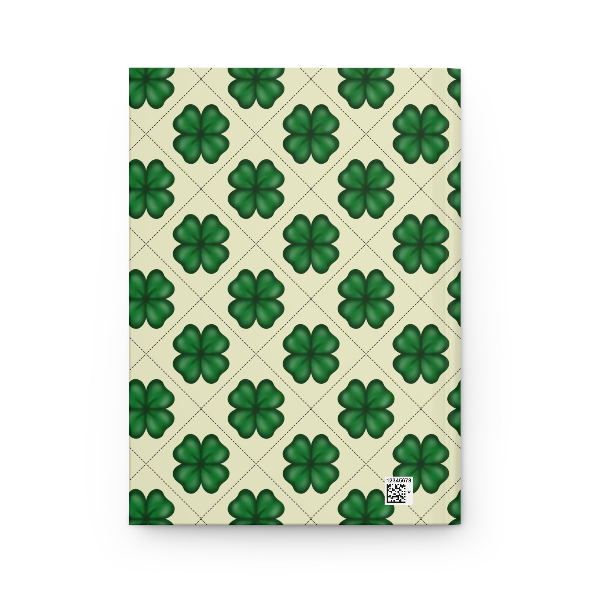 Four-Leaf Clover Pattern Hardcover Journal — St. Patrick’s Day Lucky Shamrock Notebook
