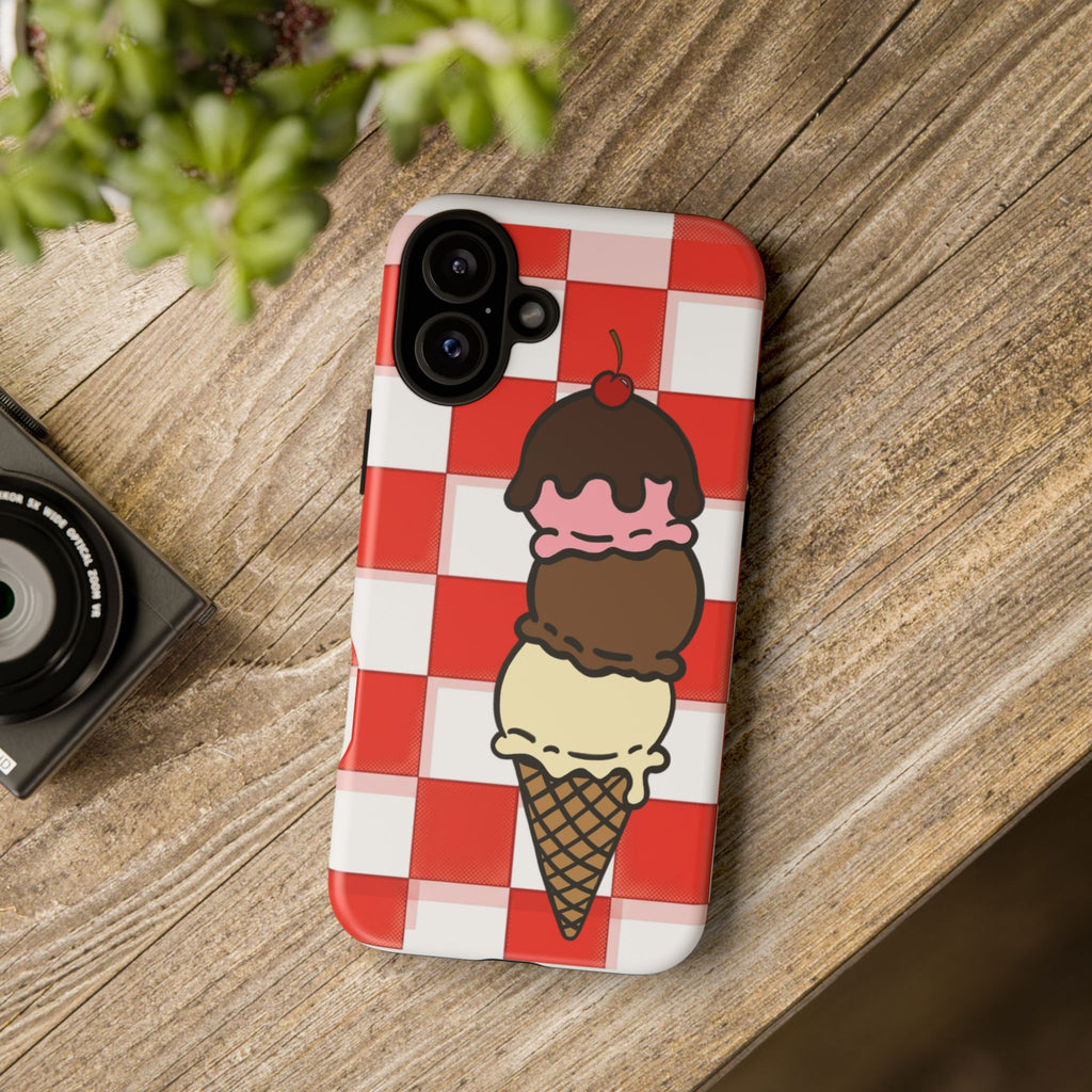 Neapolitan Ice Cream Picnic iPhone Case — 'Tough Cases' Design