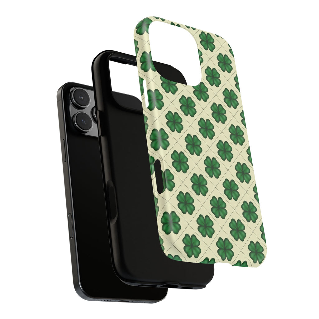 St. Patrick’s Shamrock Tough Phone Case — Green Clover Pattern