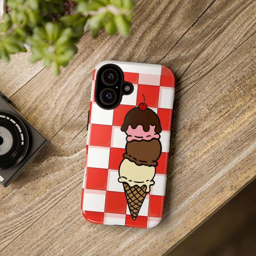 Neapolitan Ice Cream Picnic iPhone Case — 'Tough Cases' Design