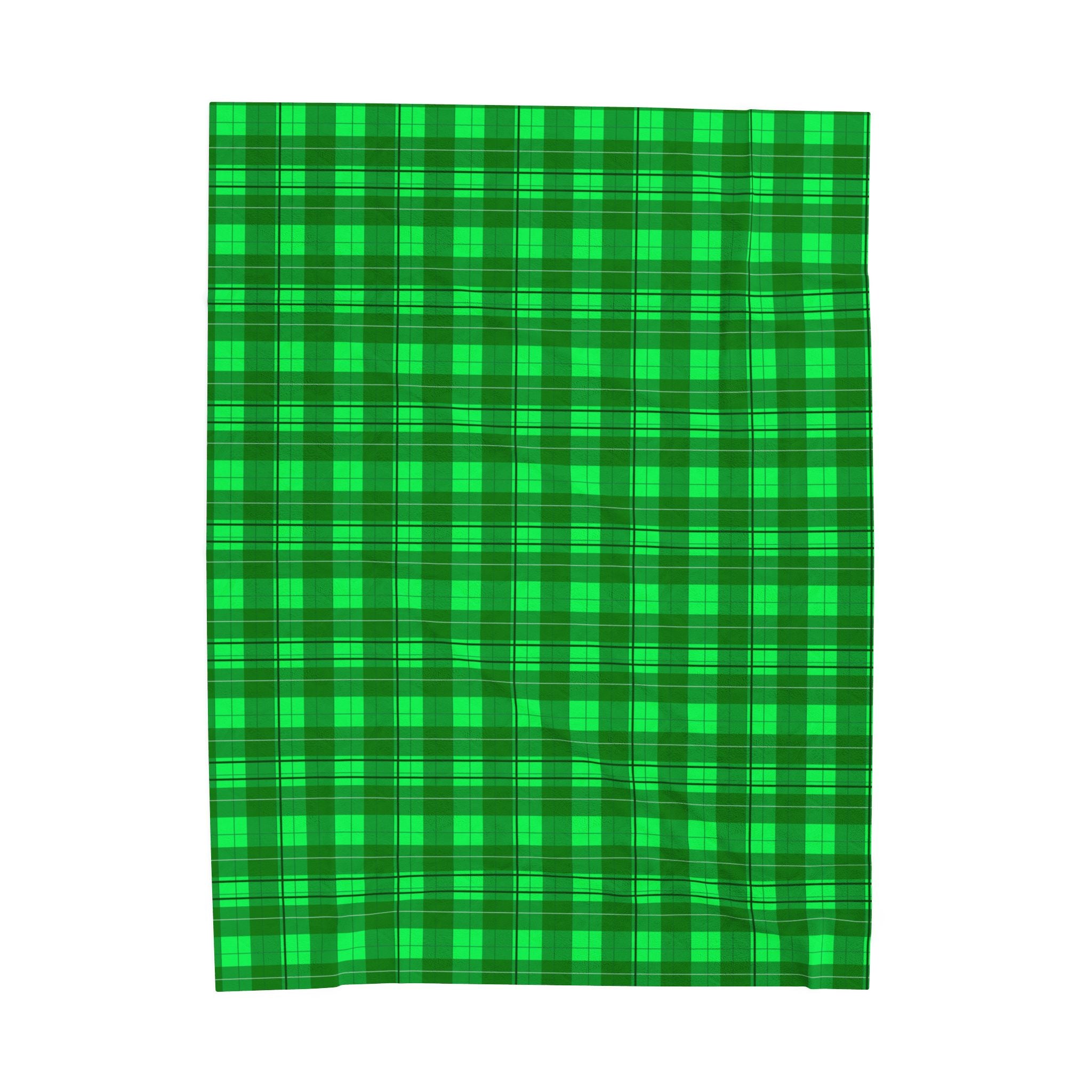 Green Buffalo Plaid Velveteen Plush Blanket