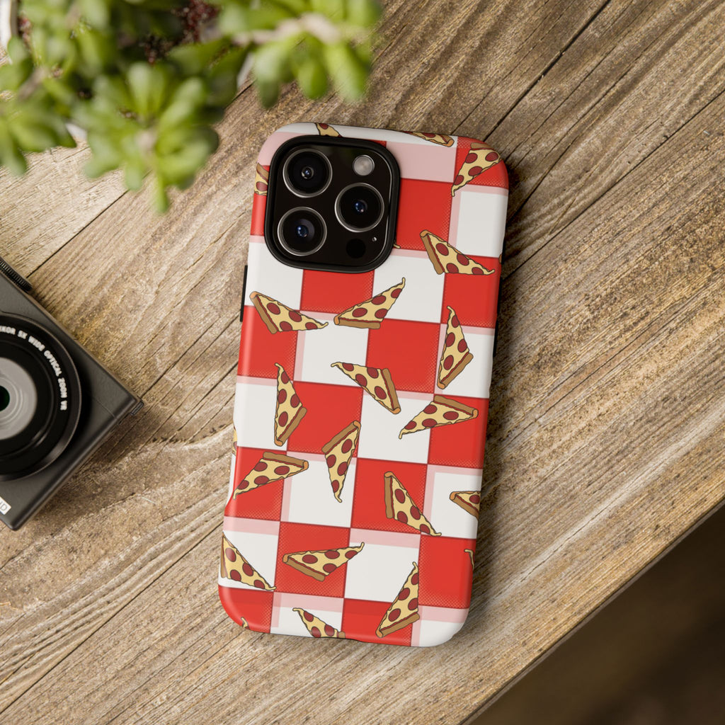 Pizza Pattern Phone Case — Red Picnic Table Pepperoni Design