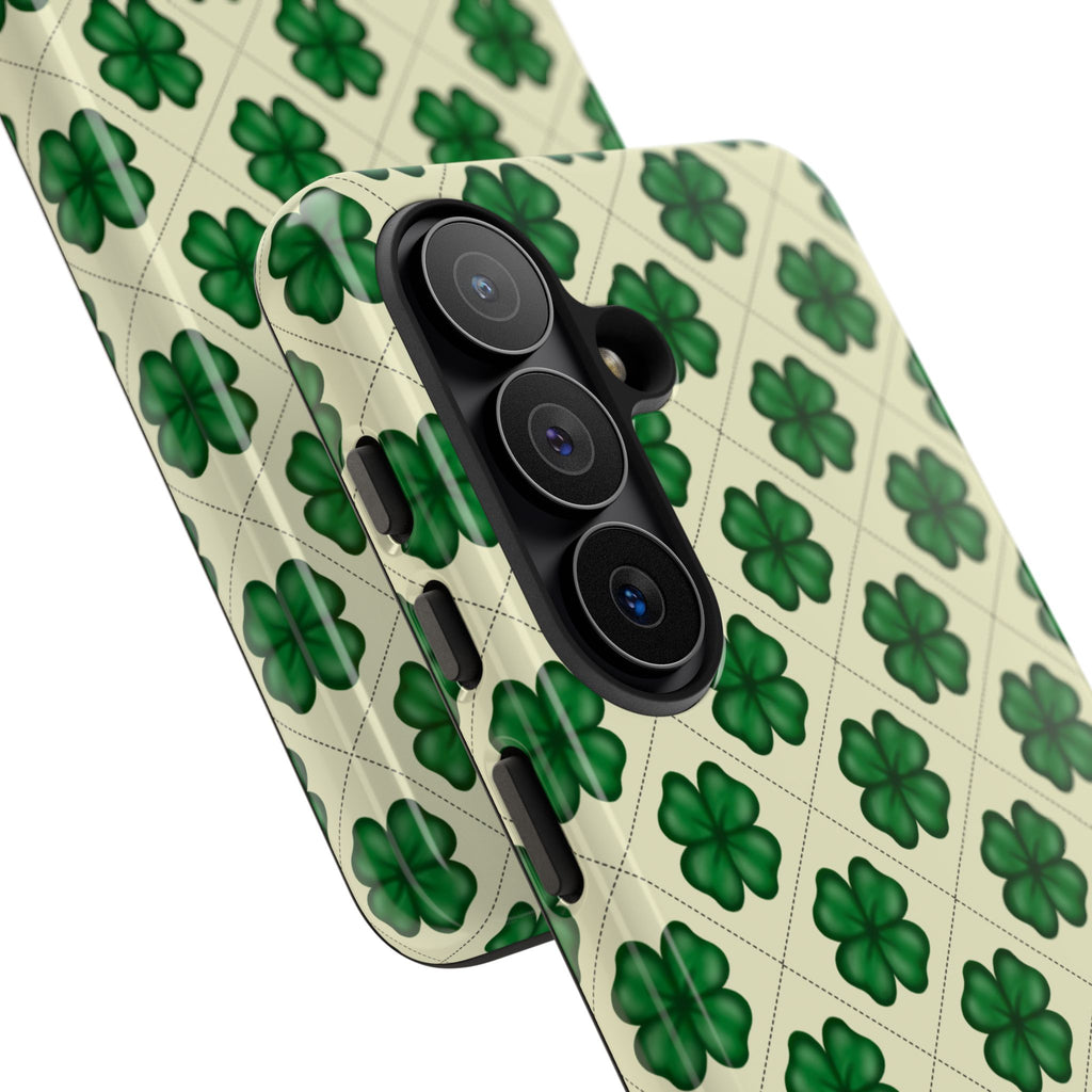 St. Patrick’s Shamrock Tough Phone Case — Green Clover Pattern
