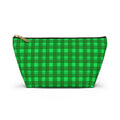 Green Plaid Accessory Pouch — T‑Bottom Travel Cosmetic Bag