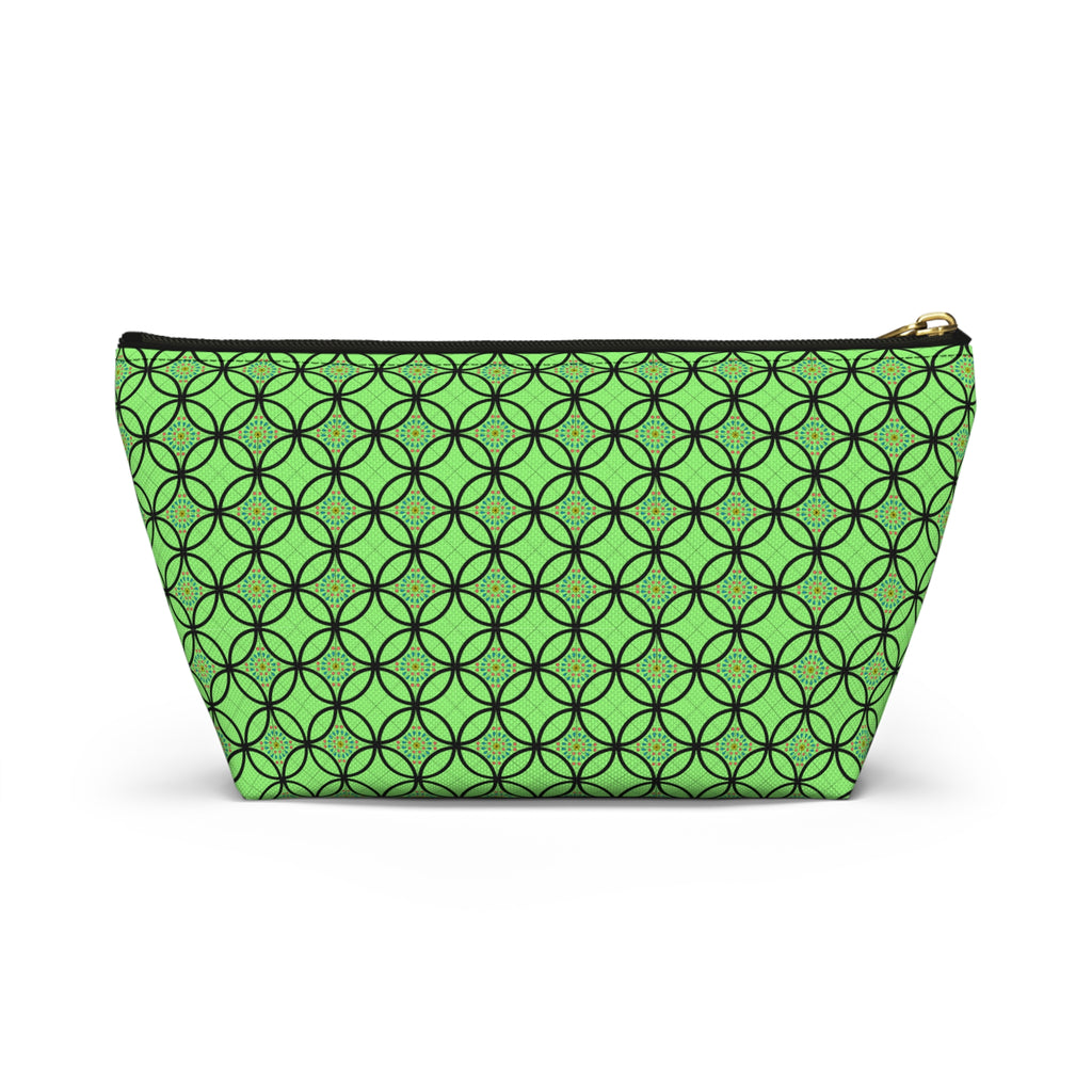 Green Geometric Accessory Pouch — T‑Bottom Makeup Bag