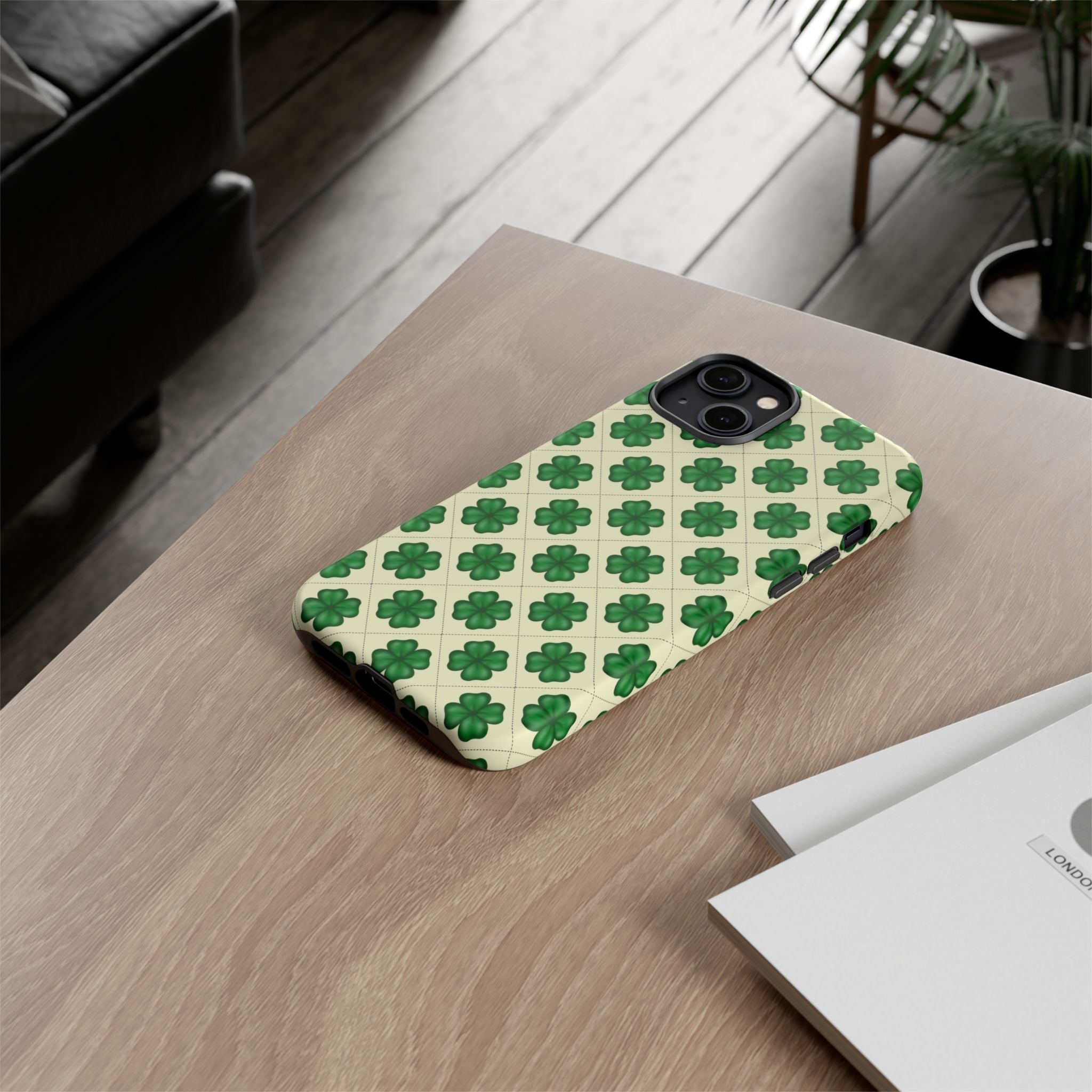 St. Patrick’s Shamrock Tough Phone Case — Green Clover Pattern