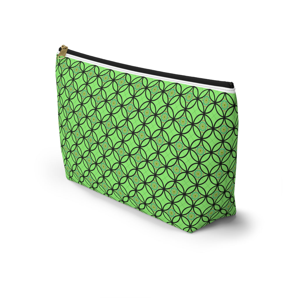 Green Geometric Accessory Pouch — T‑Bottom Makeup Bag