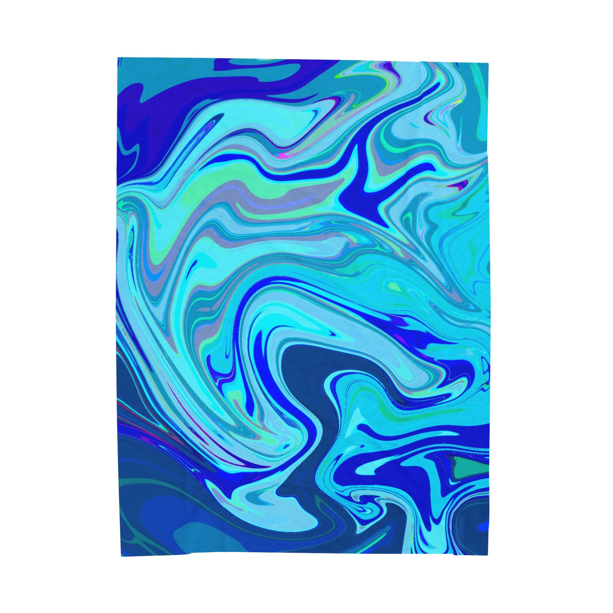 Blue Marble Swirl Velveteen Plush Blanket | Abstract Ocean Waves