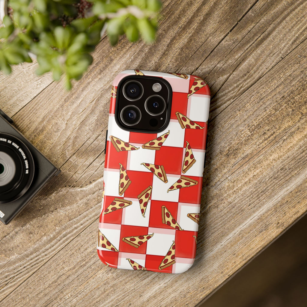 Pizza Pattern Phone Case — Red Picnic Table Pepperoni Design