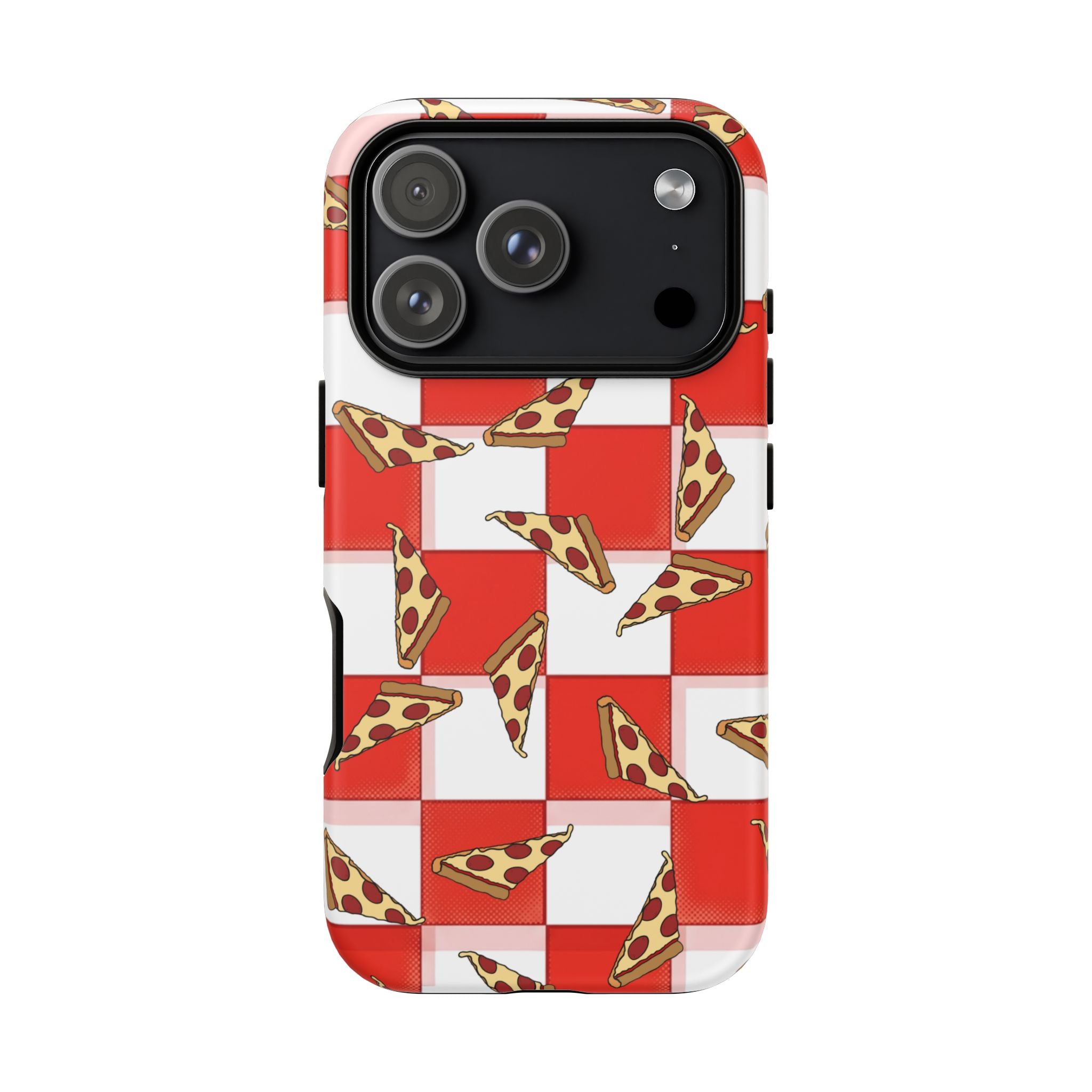 Pizza Pattern Phone Case — Red Picnic Table Pepperoni Design