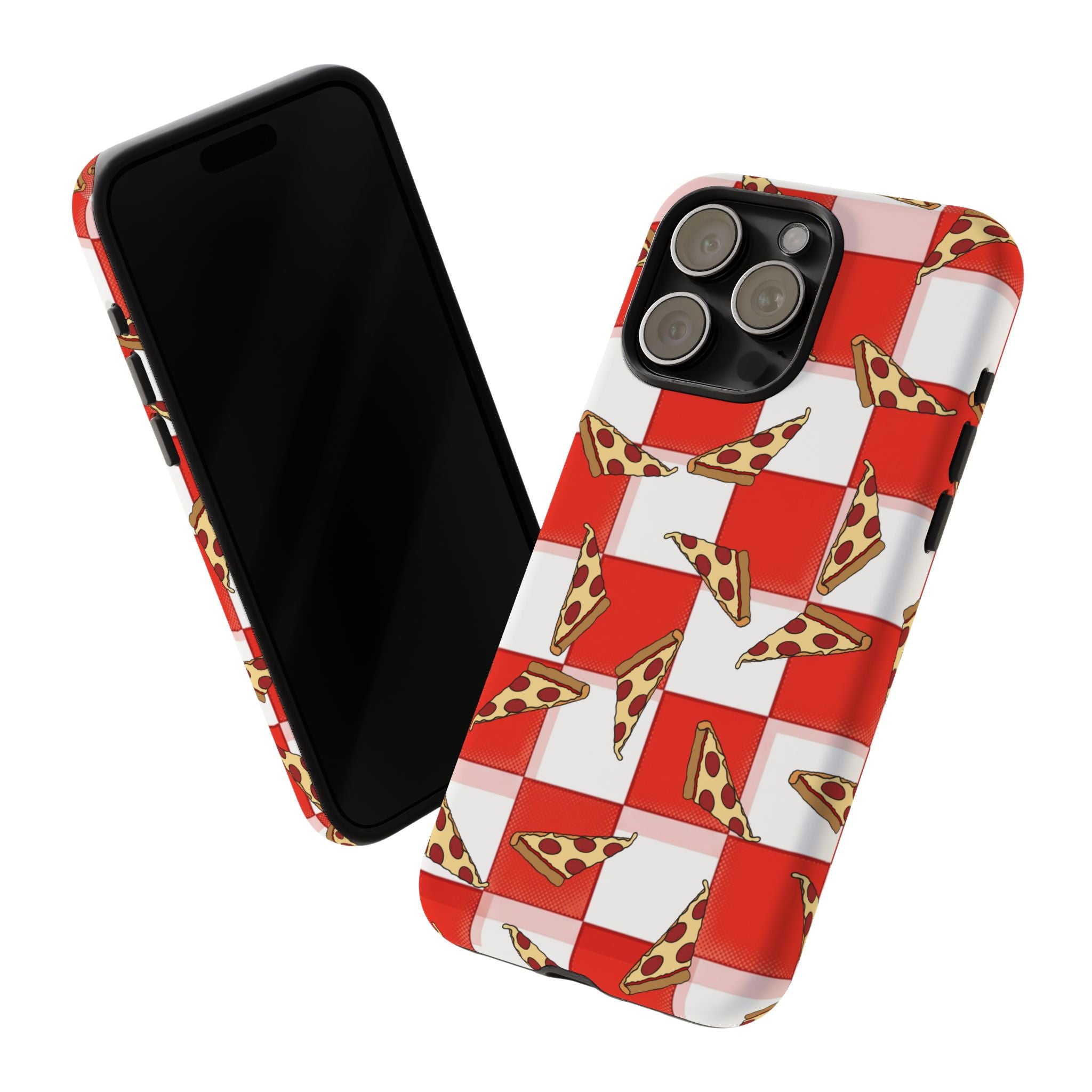Pizza Pattern Phone Case — Red Picnic Table Pepperoni Design