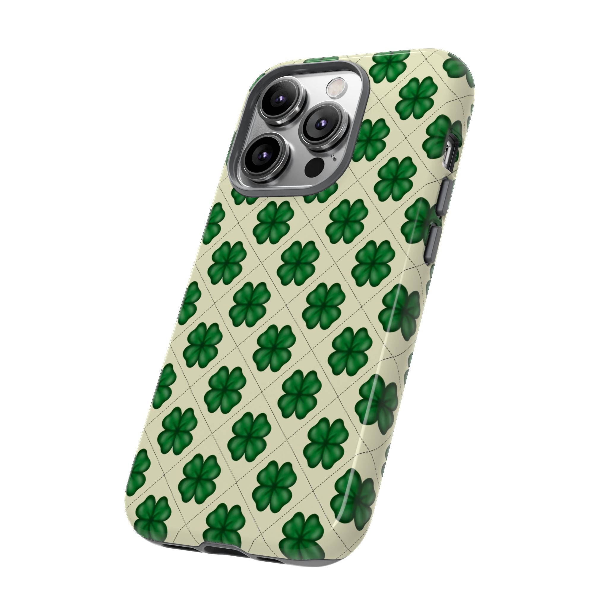 St. Patrick’s Shamrock Tough Phone Case — Green Clover Pattern