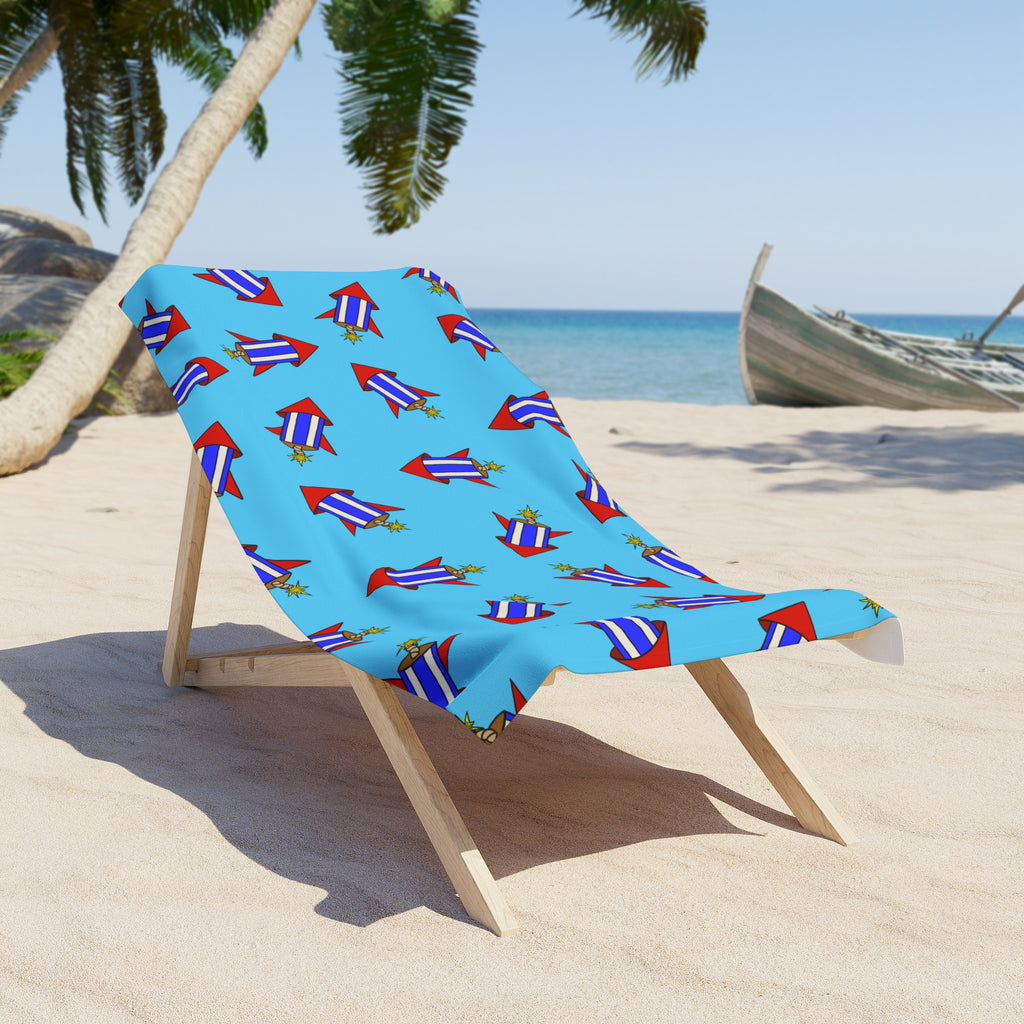 Fourth of July Firework Rocket Pattern Beach Towel