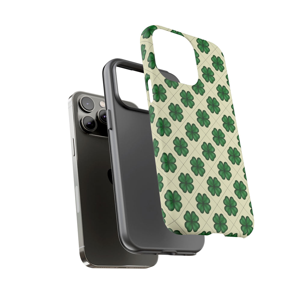 St. Patrick’s Shamrock Tough Phone Case — Green Clover Pattern