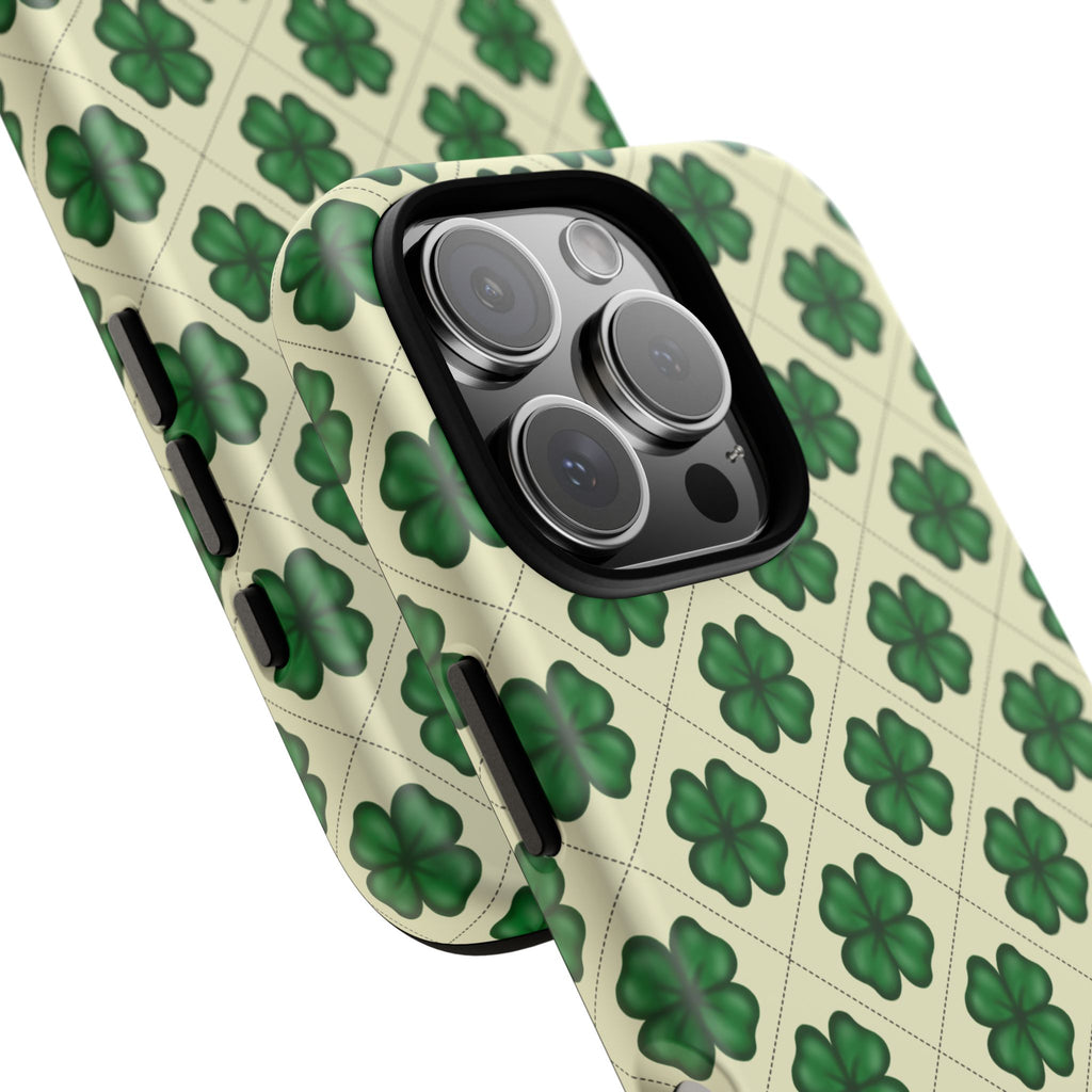 St. Patrick’s Shamrock Tough Phone Case — Green Clover Pattern