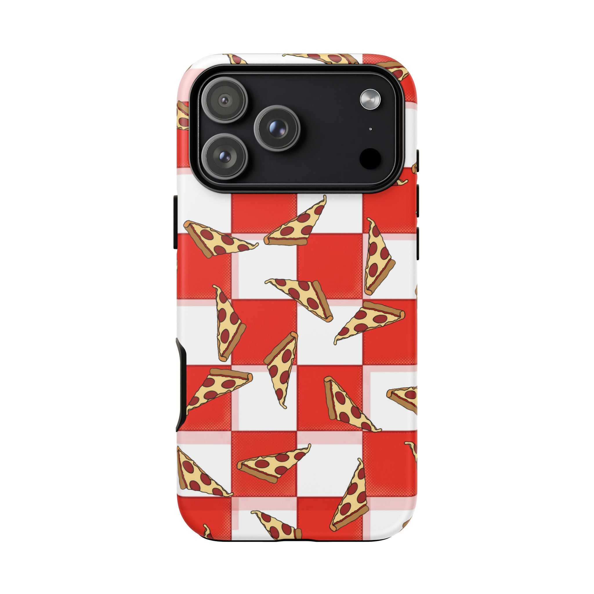Pizza Pattern Phone Case — Red Picnic Table Pepperoni Design