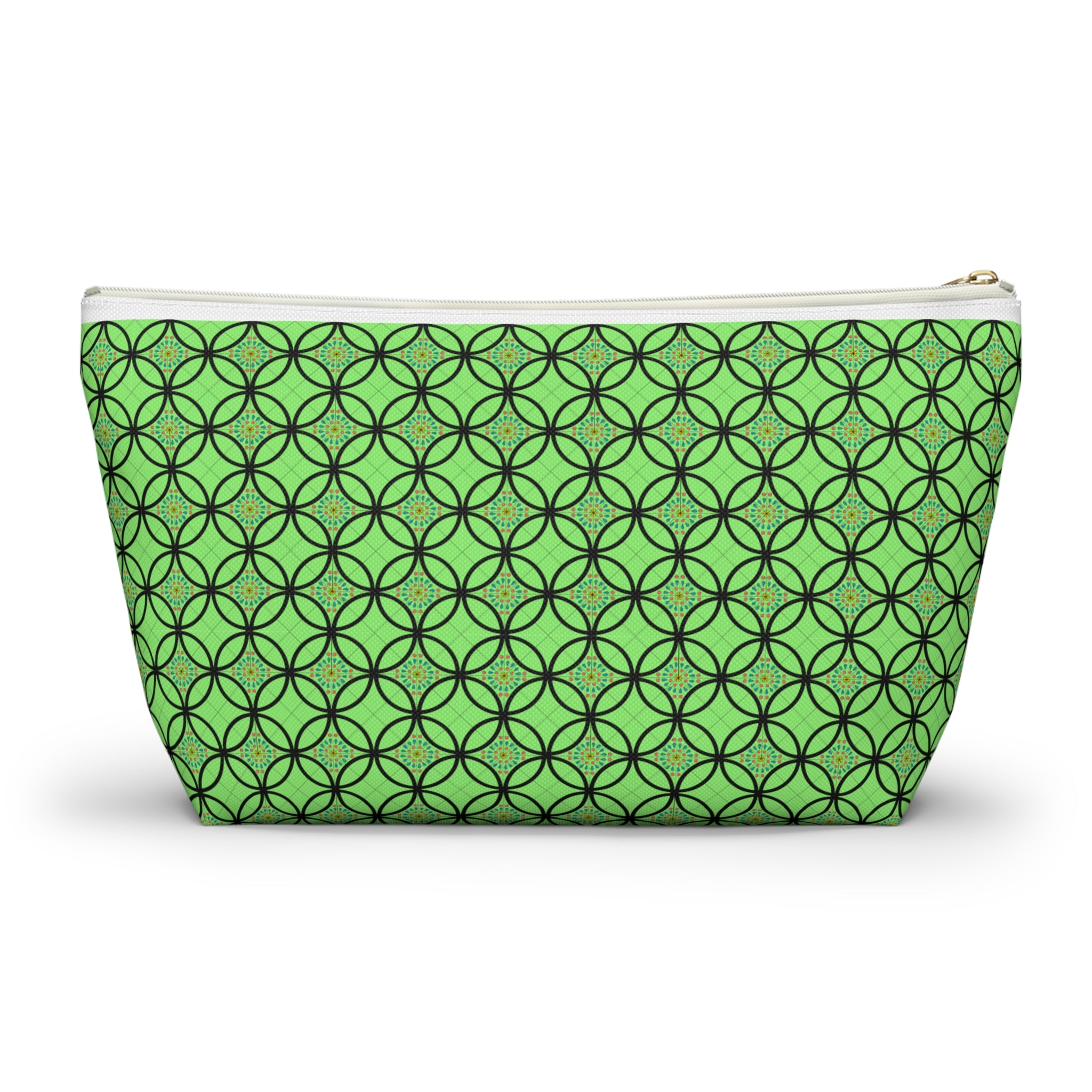 Green Geometric Accessory Pouch — T‑Bottom Makeup Bag