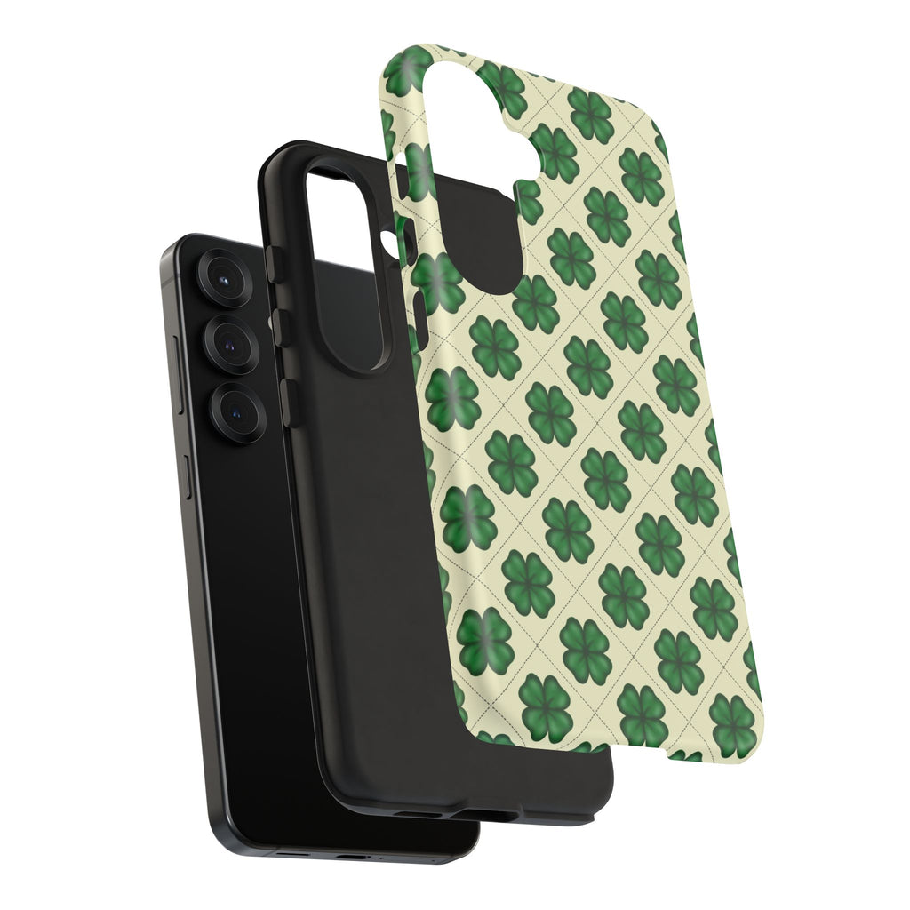 St. Patrick’s Shamrock Tough Phone Case — Green Clover Pattern