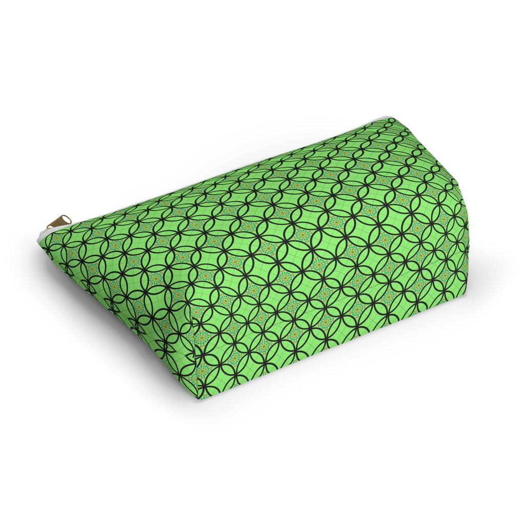 Green Geometric Accessory Pouch — T‑Bottom Makeup Bag