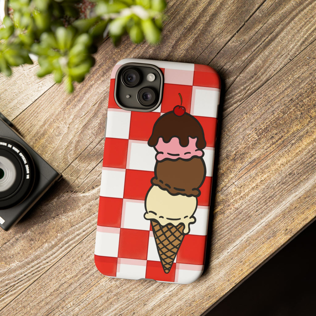Neapolitan Ice Cream Picnic iPhone Case — 'Tough Cases' Design