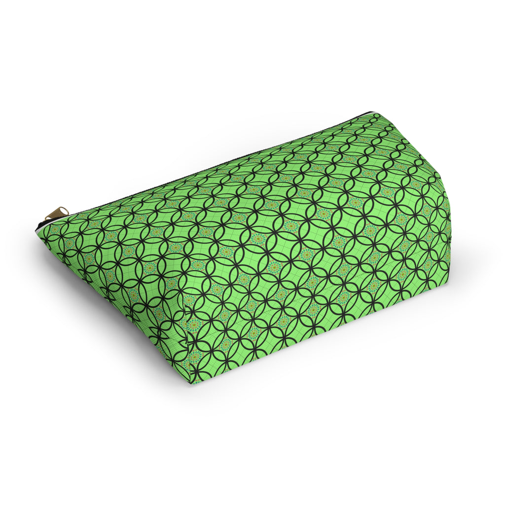 Green Geometric Accessory Pouch — T‑Bottom Makeup Bag