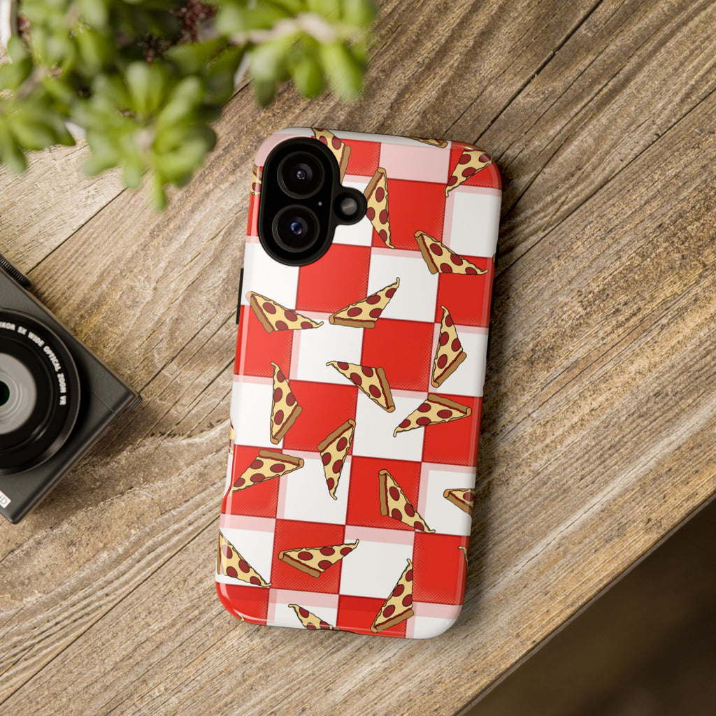 Pizza Pattern Phone Case — Red Picnic Table Pepperoni Design