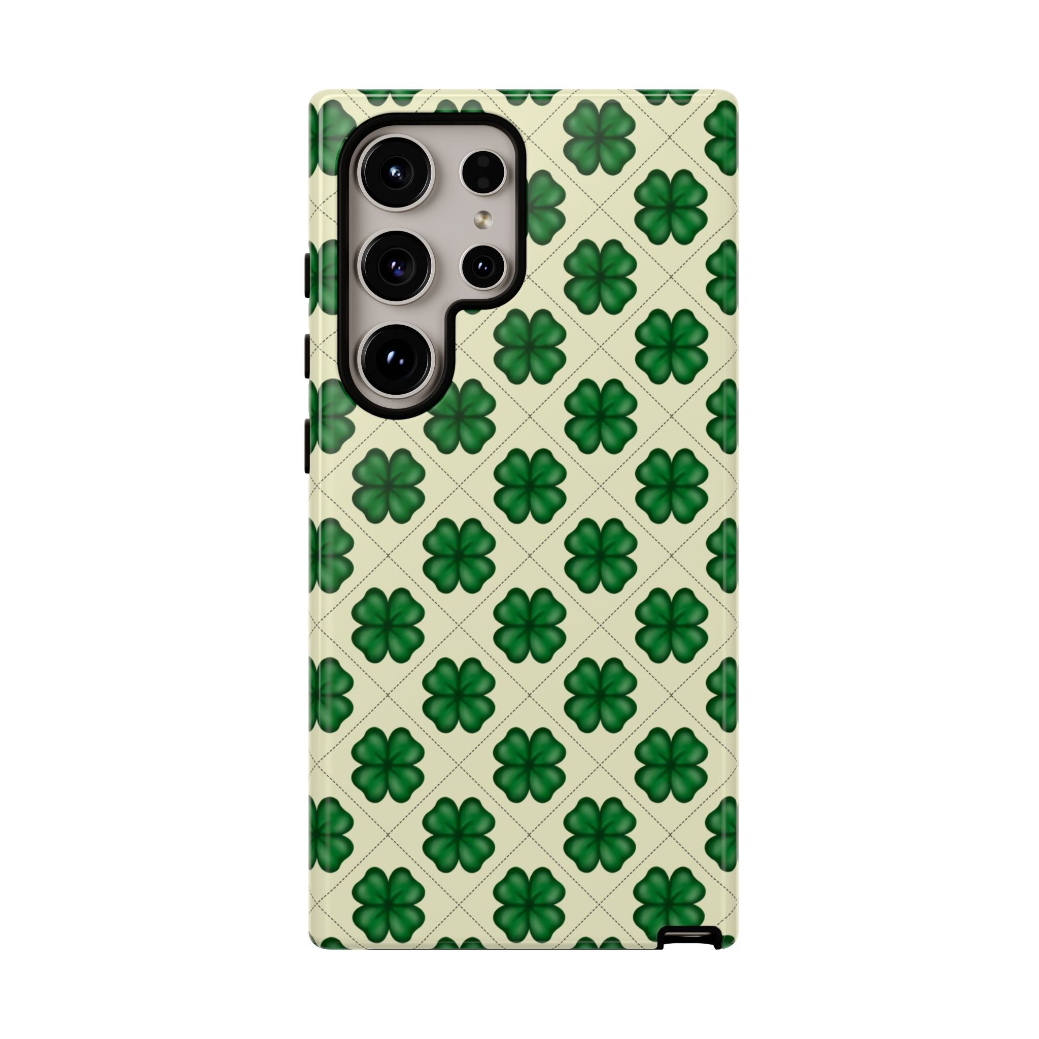 St. Patrick’s Shamrock Tough Phone Case — Green Clover Pattern