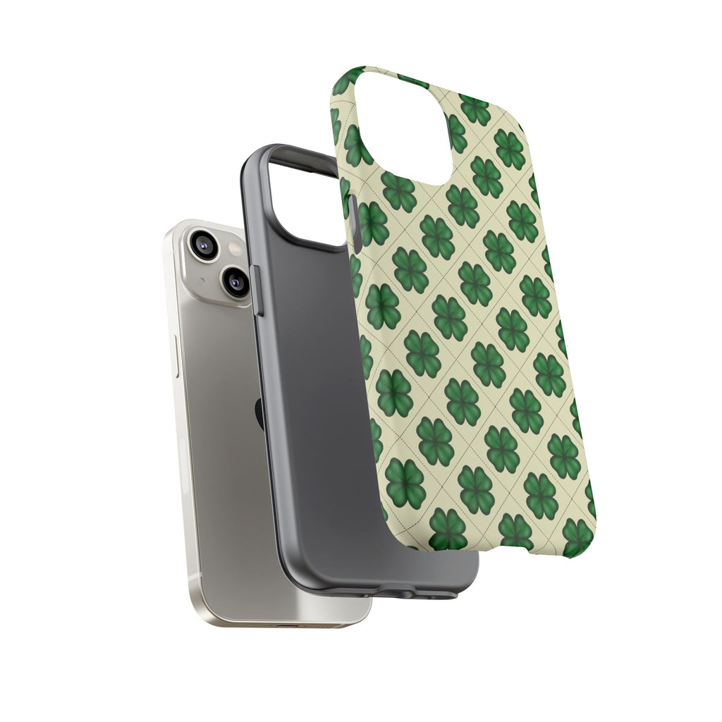 St. Patrick’s Shamrock Tough Phone Case — Green Clover Pattern