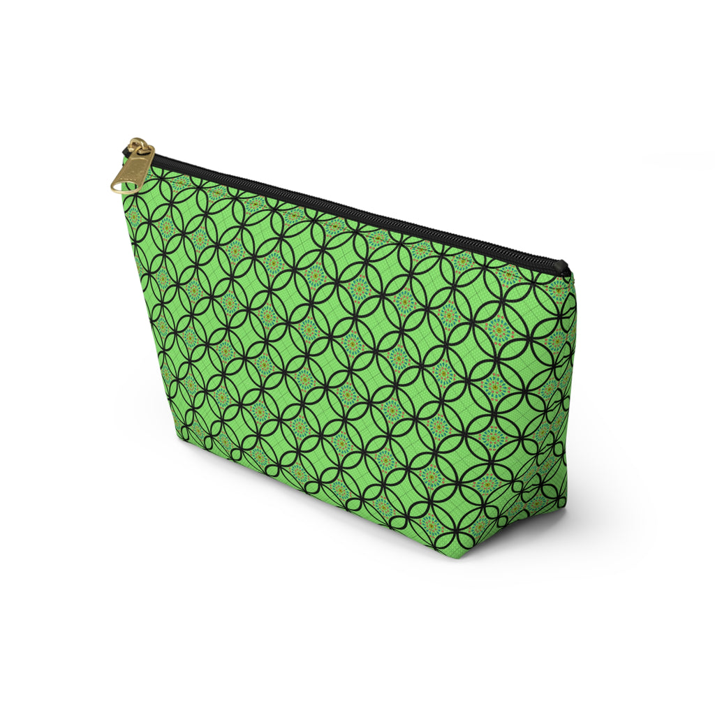 Green Geometric Accessory Pouch — T‑Bottom Makeup Bag