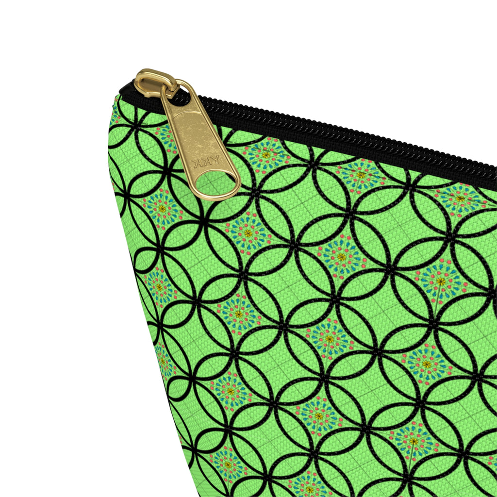 Green Geometric Accessory Pouch — T‑Bottom Makeup Bag