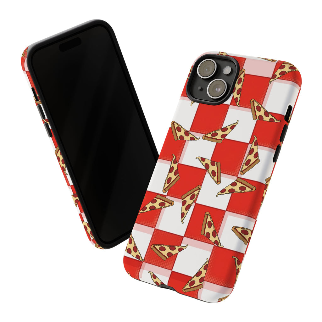 Pizza Pattern Phone Case — Red Picnic Table Pepperoni Design