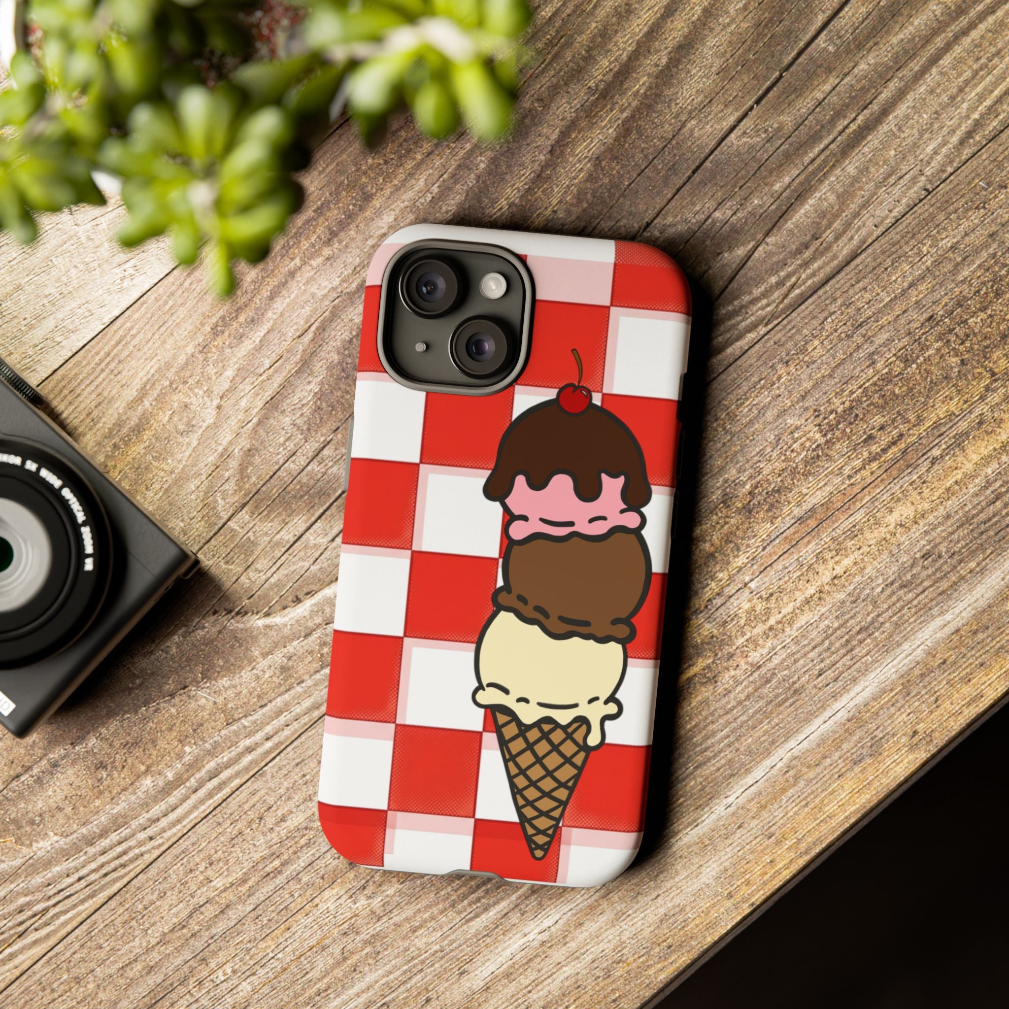 Neapolitan Ice Cream Picnic iPhone Case — 'Tough Cases' Design