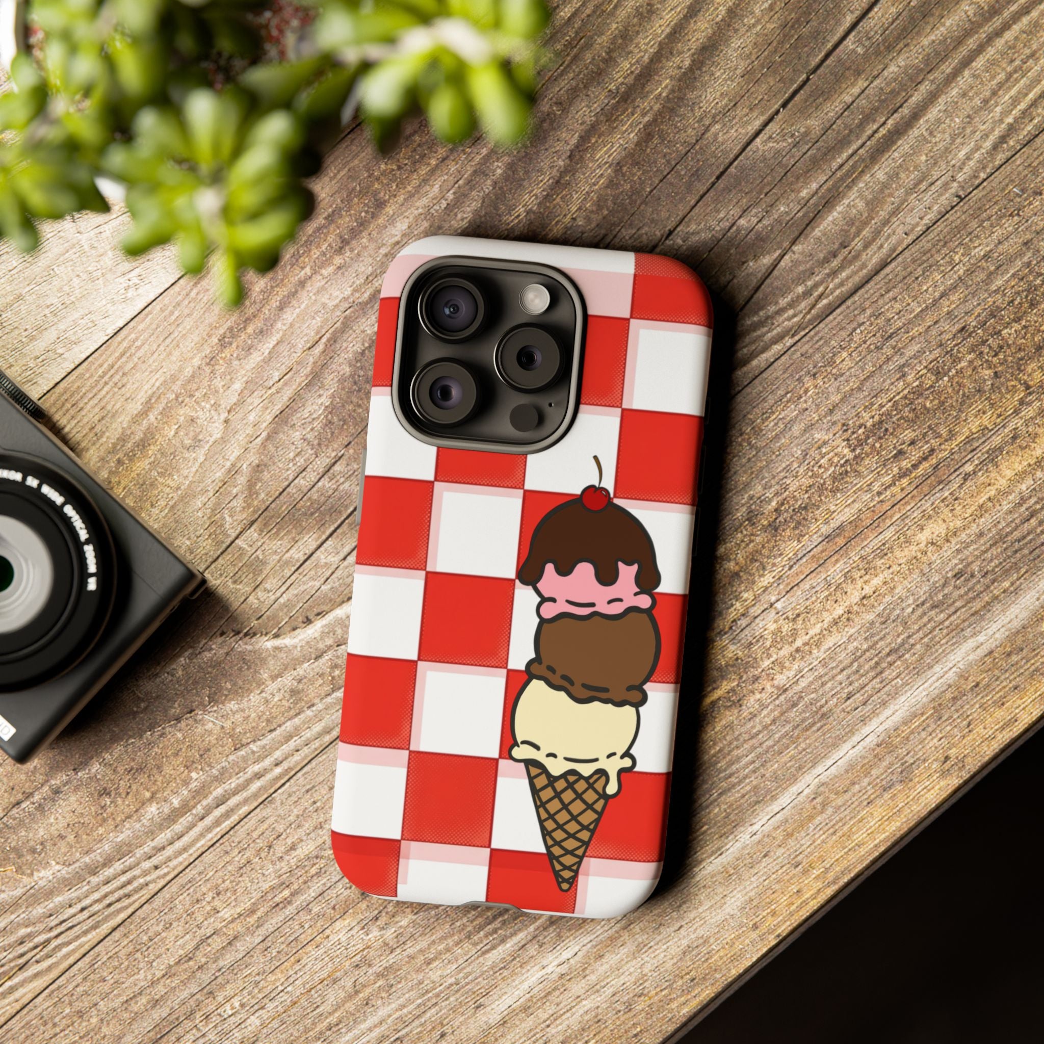 Neapolitan Ice Cream Picnic iPhone Case — 'Tough Cases' Design