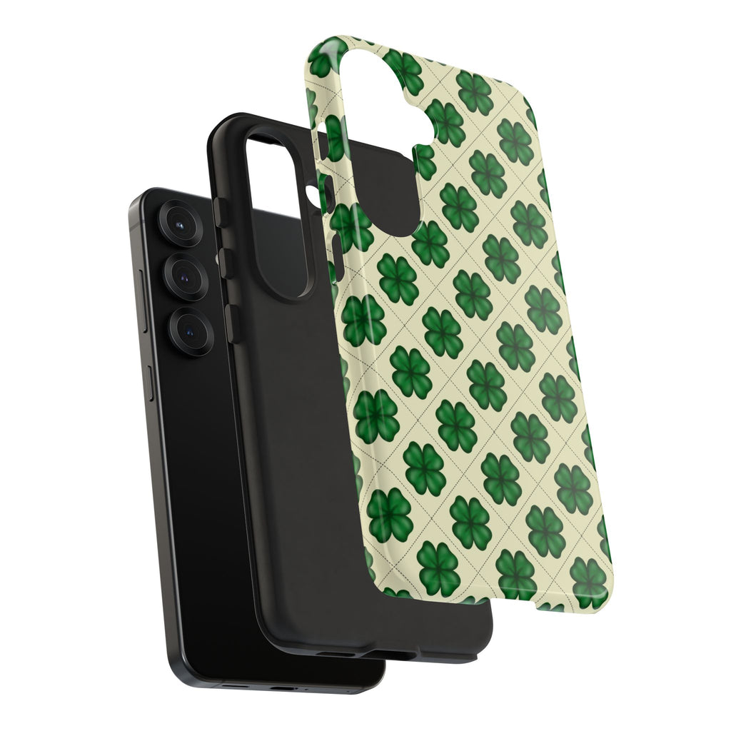 St. Patrick’s Shamrock Tough Phone Case — Green Clover Pattern