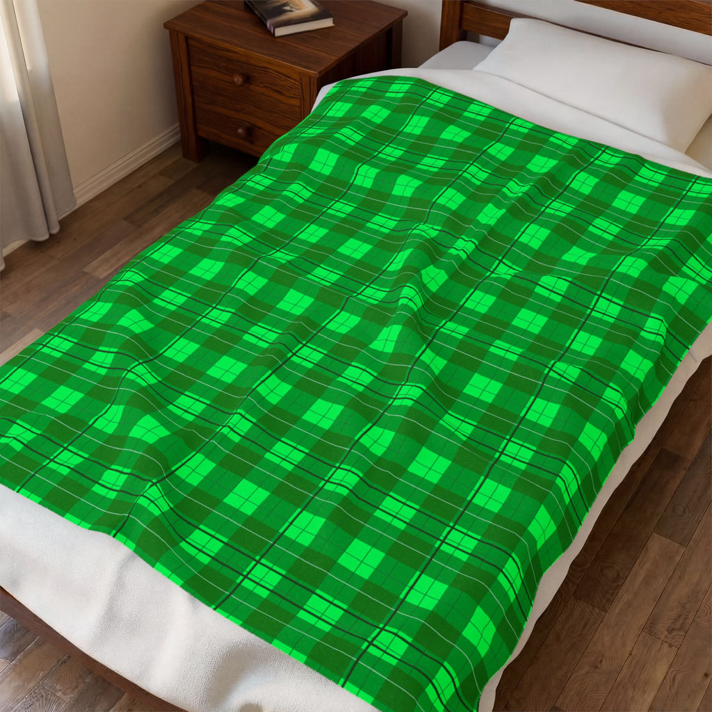 Green Buffalo Plaid Velveteen Plush Blanket
