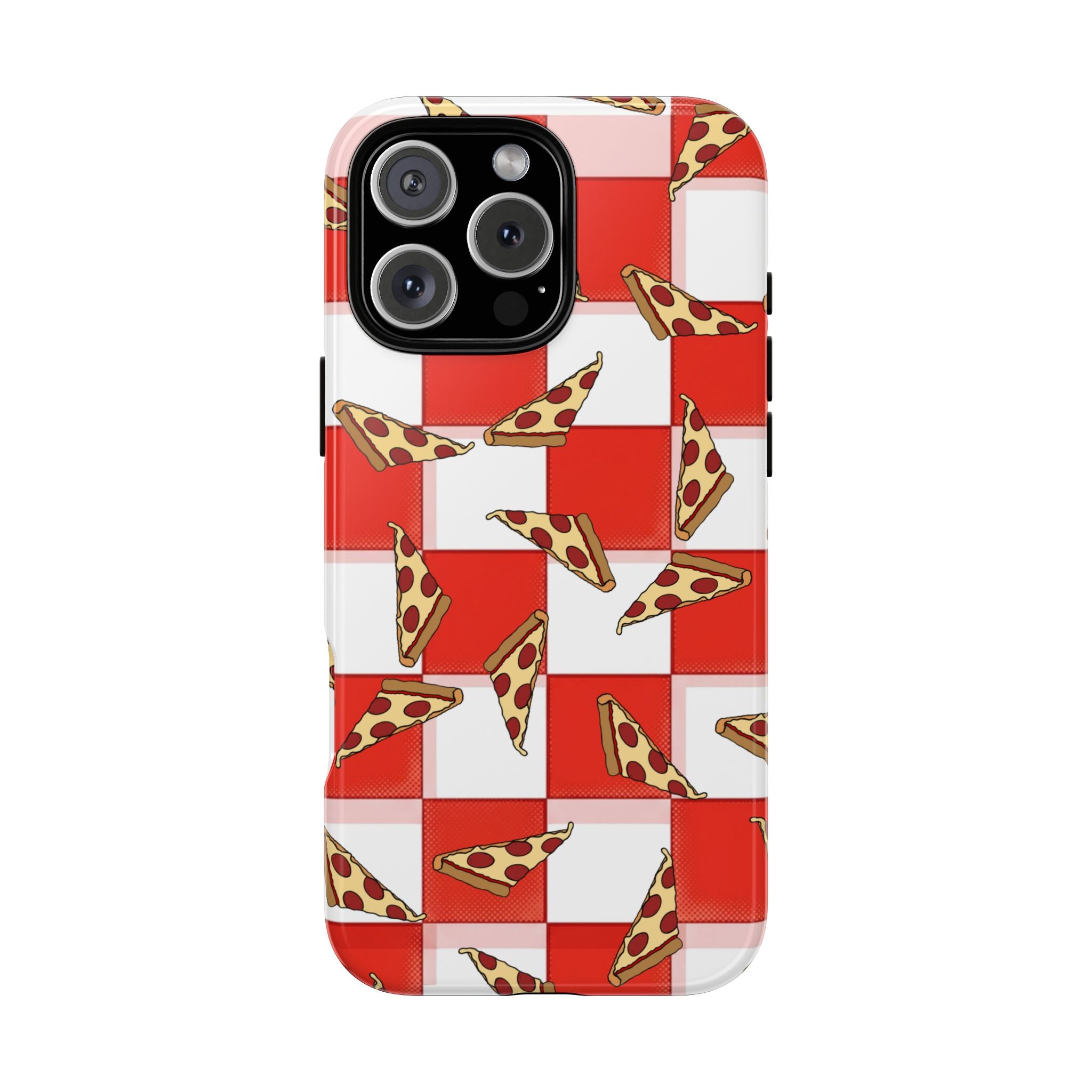 Pizza Pattern Phone Case — Red Picnic Table Pepperoni Design