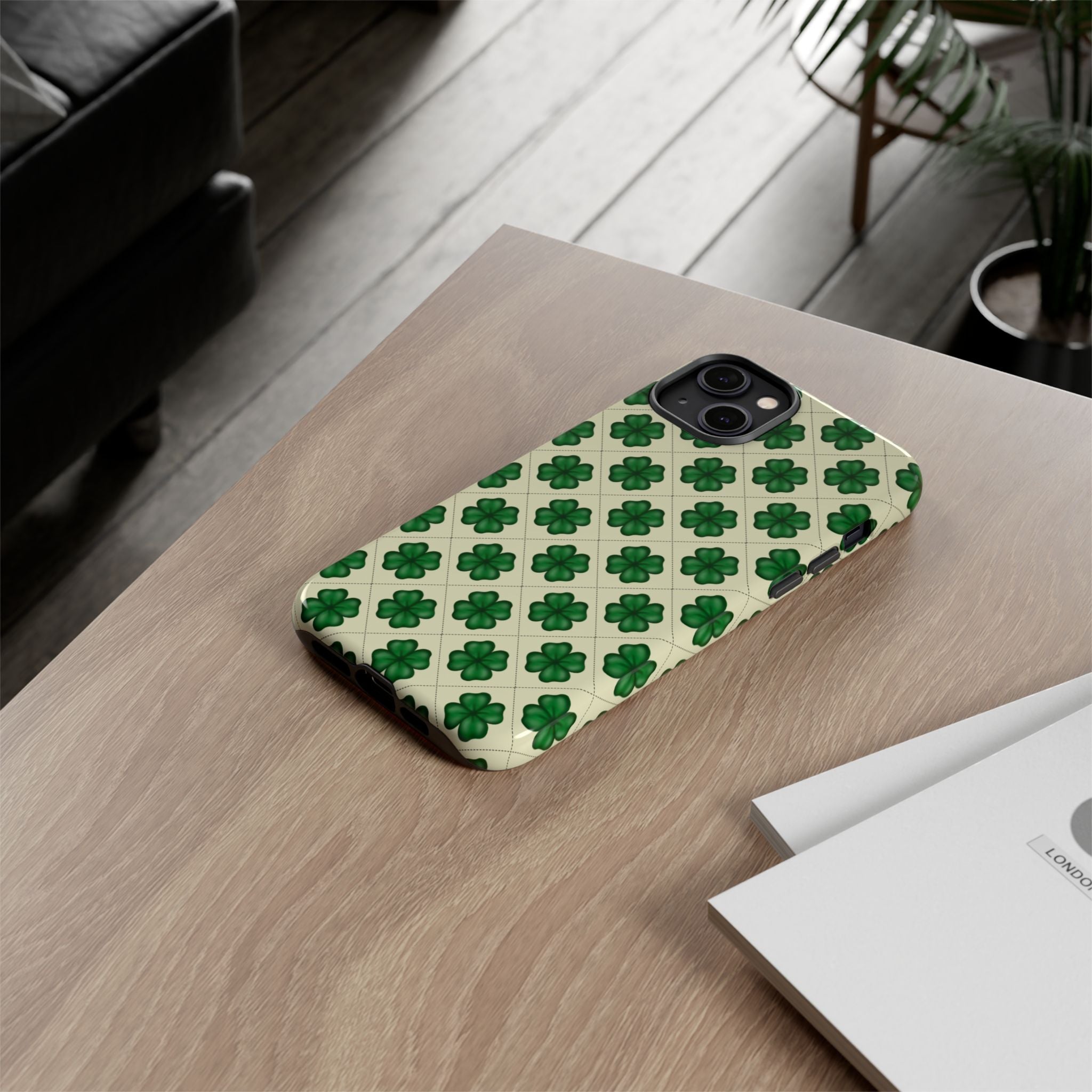 St. Patrick’s Shamrock Tough Phone Case — Green Clover Pattern