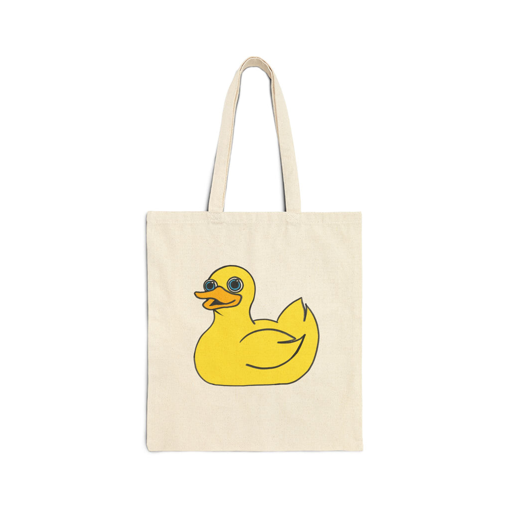 Rubber Duck Canvas Tote — "QUACK QUACK" Funny Cotton Grocery Bag