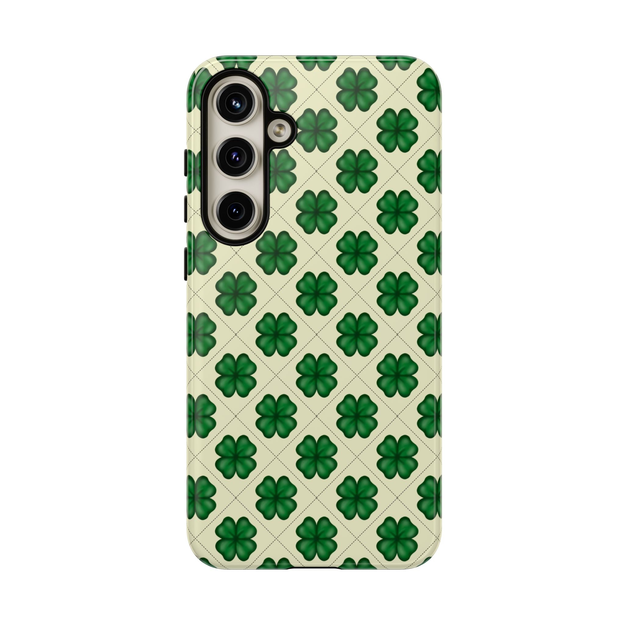 St. Patrick’s Shamrock Tough Phone Case — Green Clover Pattern