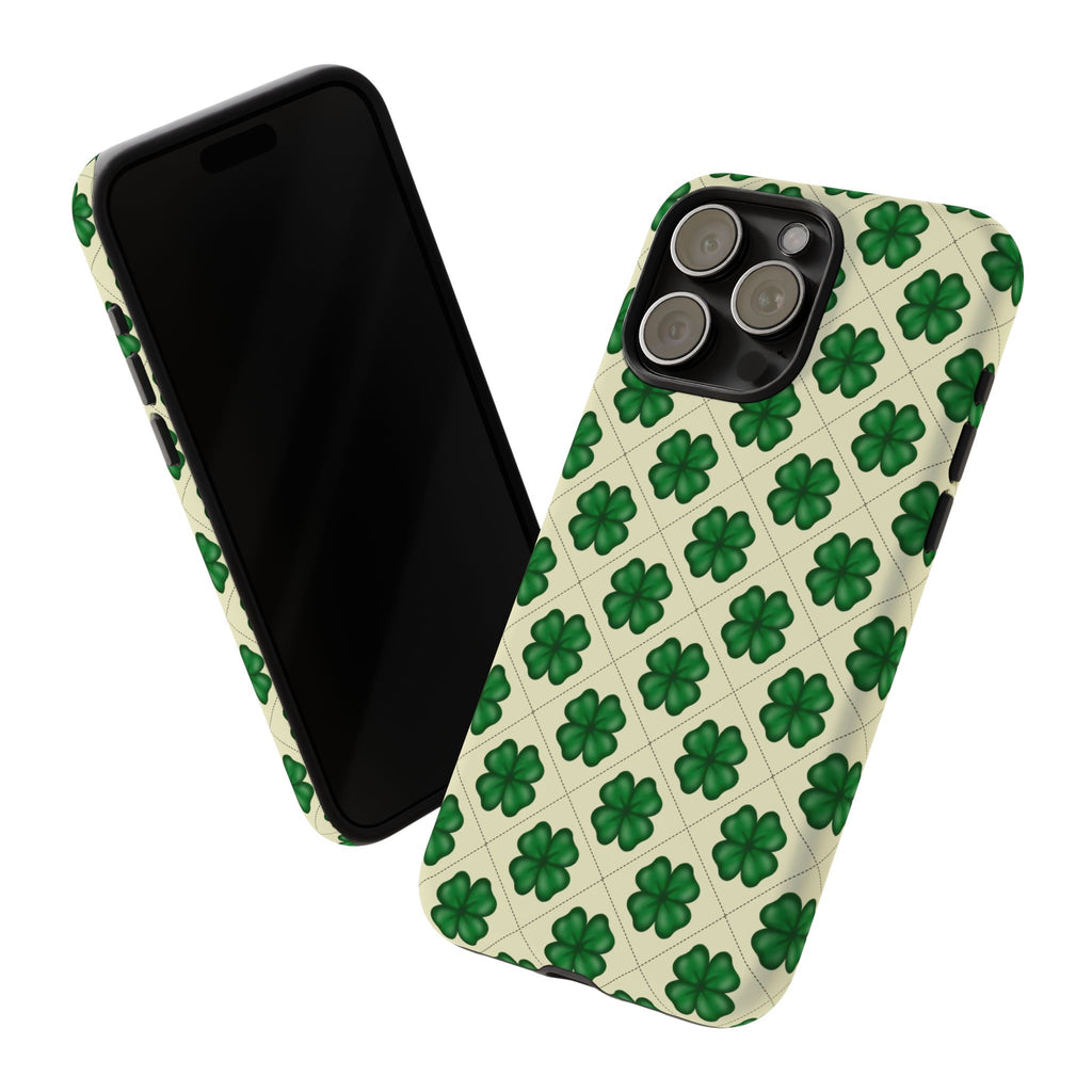 St. Patrick’s Shamrock Tough Phone Case — Green Clover Pattern