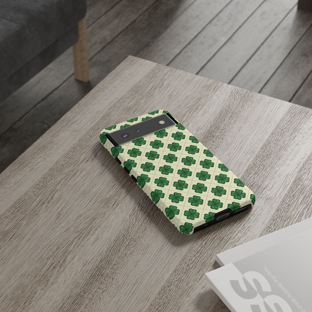 St. Patrick’s Shamrock Tough Phone Case — Green Clover Pattern