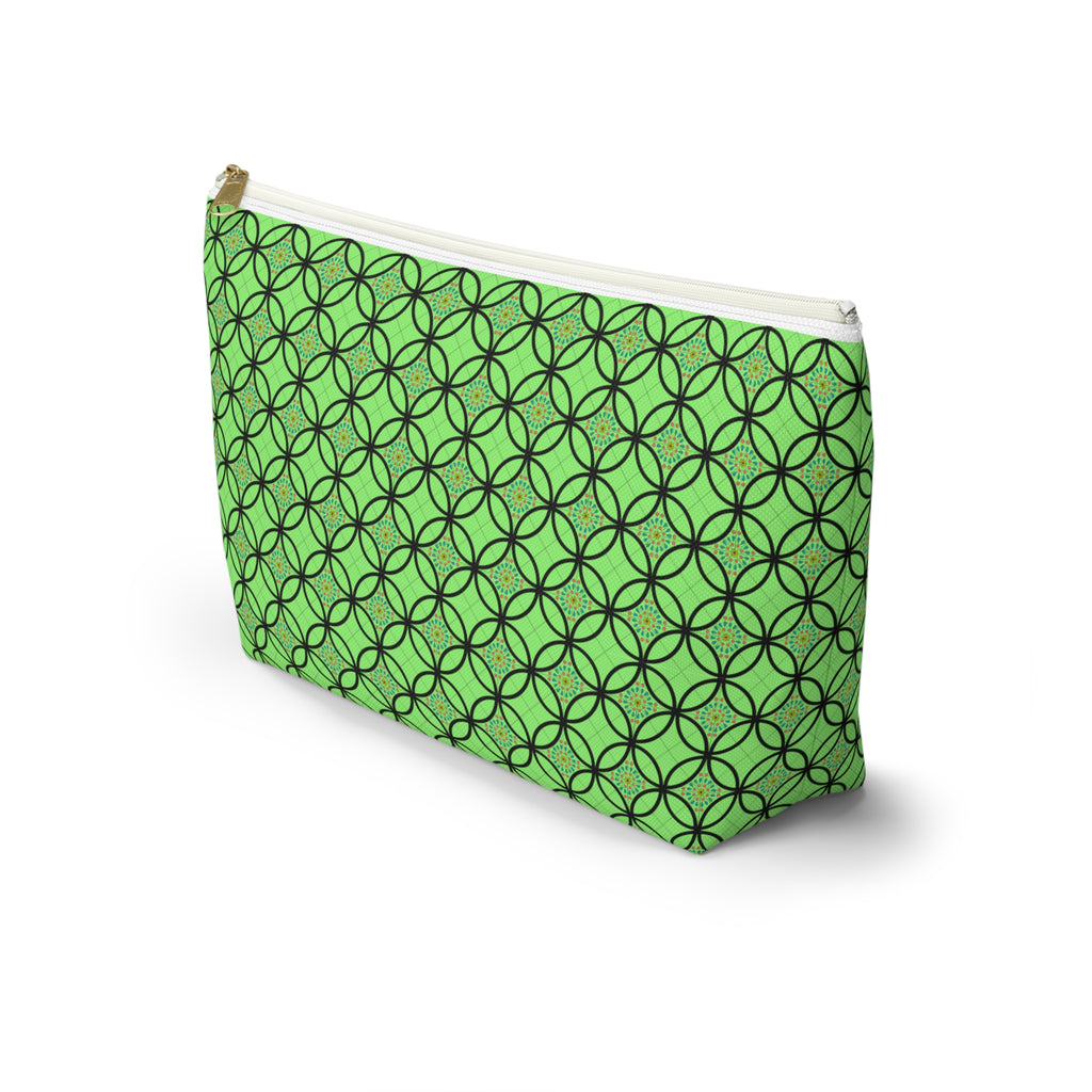 Green Geometric Accessory Pouch — T‑Bottom Makeup Bag