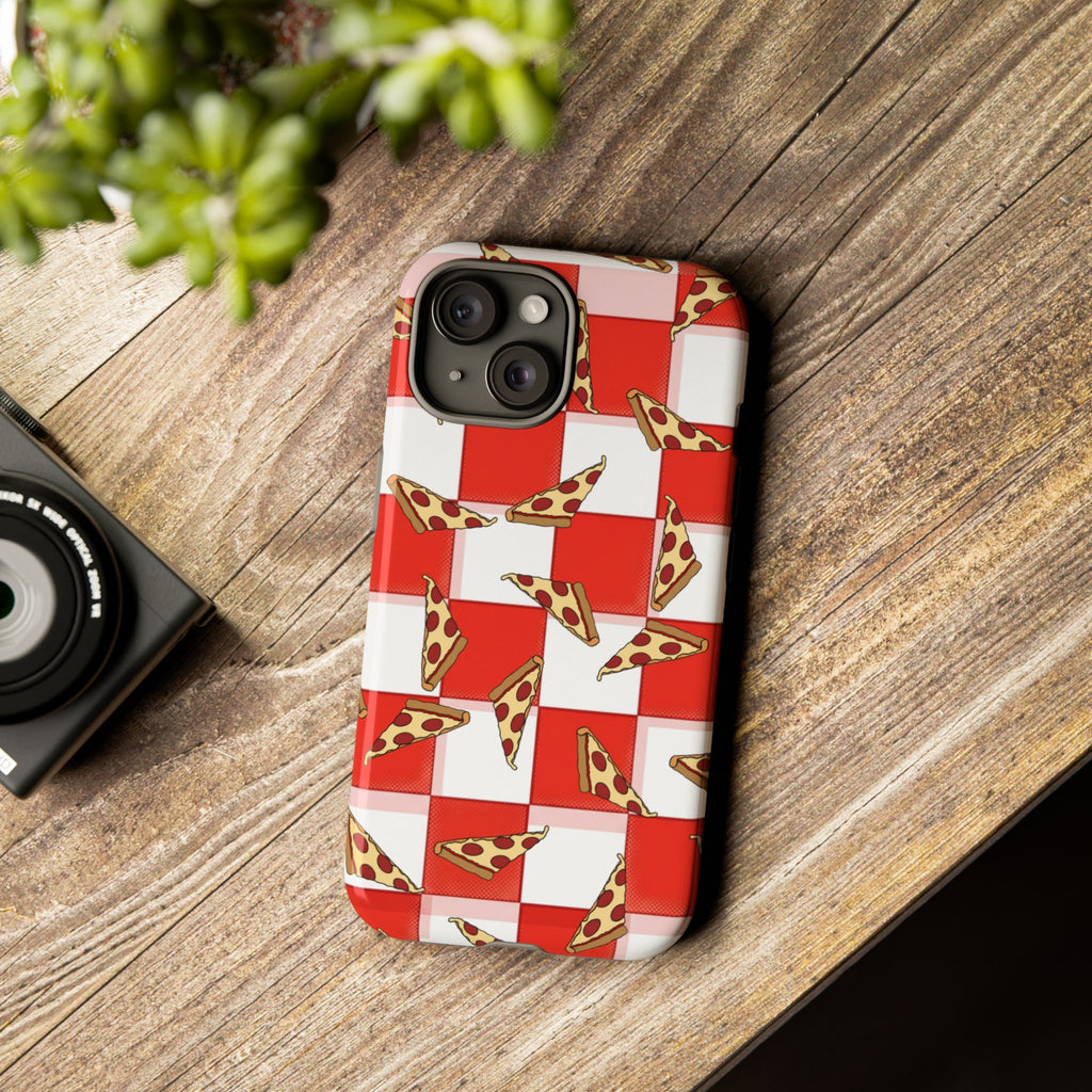 Pizza Pattern Phone Case — Red Picnic Table Pepperoni Design