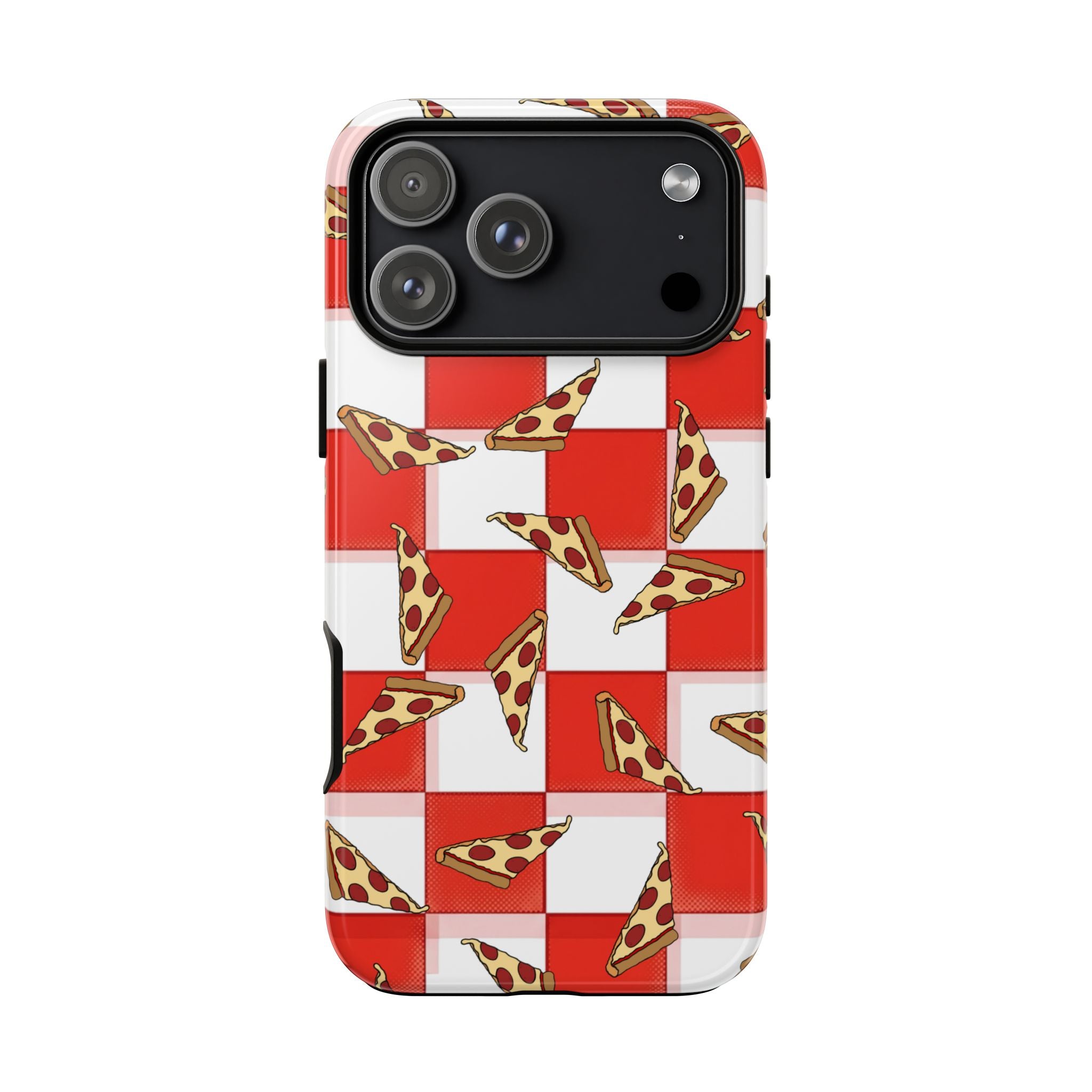 Pizza Pattern Phone Case — Red Picnic Table Pepperoni Design
