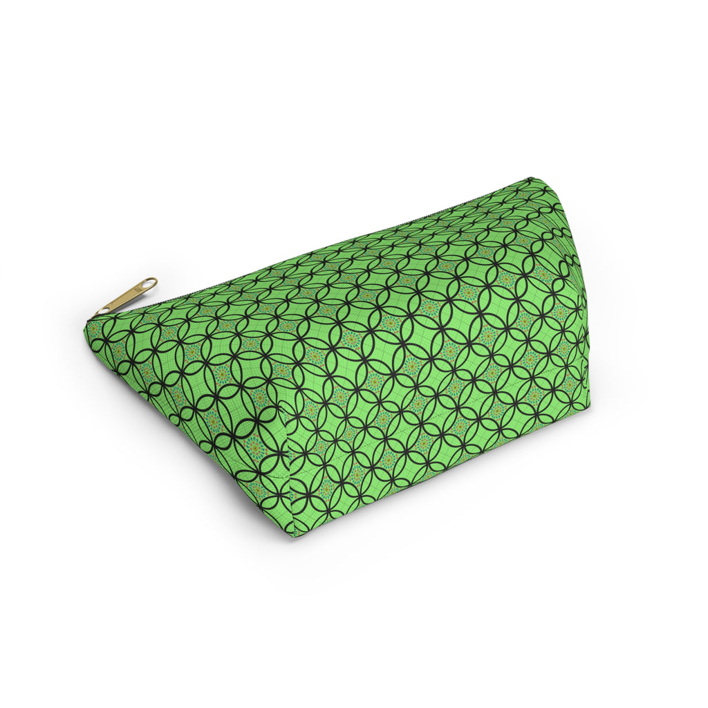 Green Geometric Accessory Pouch — T‑Bottom Makeup Bag