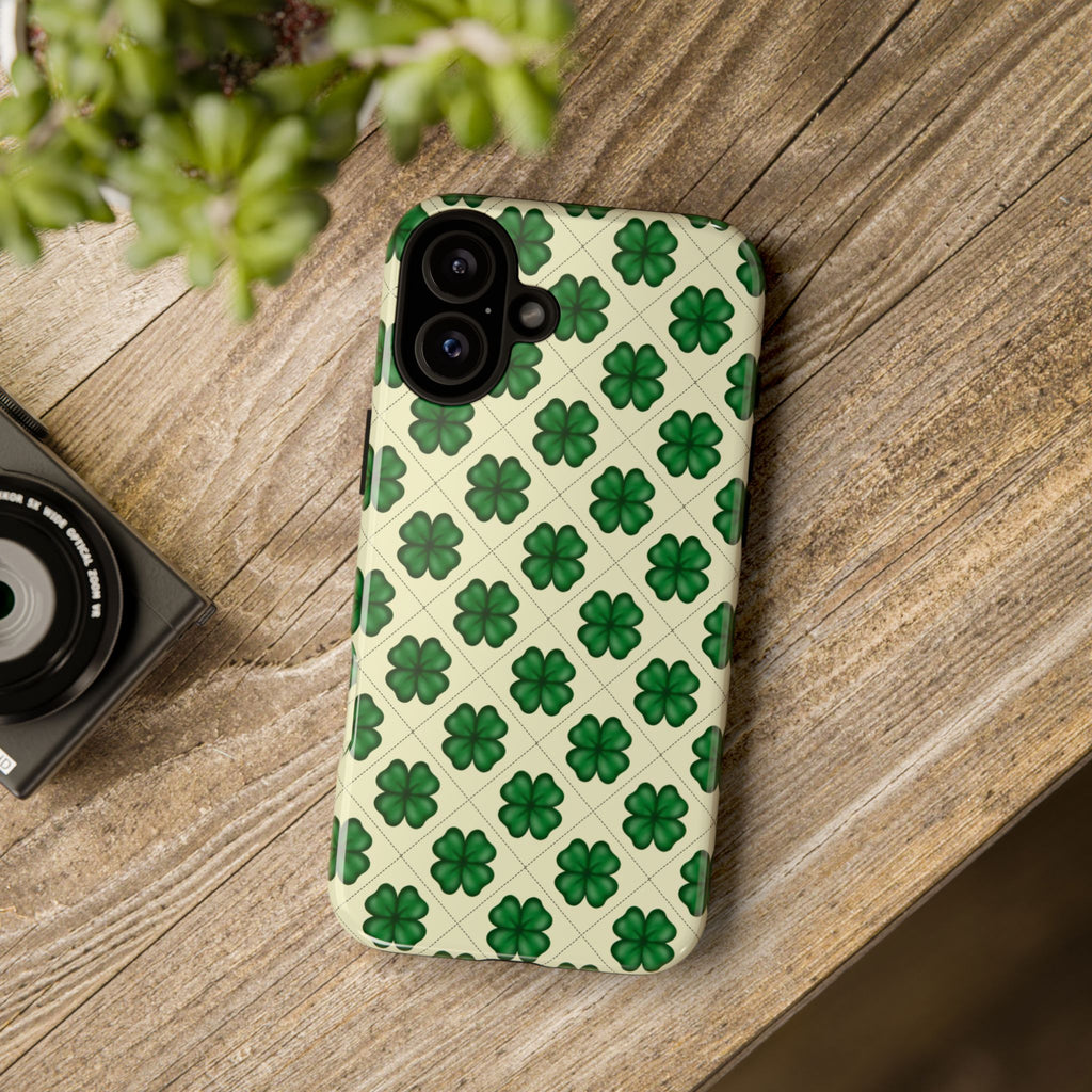 St. Patrick’s Shamrock Tough Phone Case — Green Clover Pattern