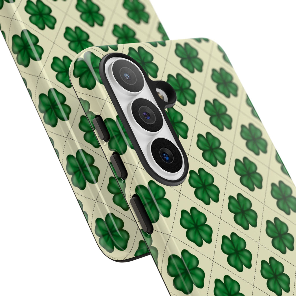 St. Patrick’s Shamrock Tough Phone Case — Green Clover Pattern