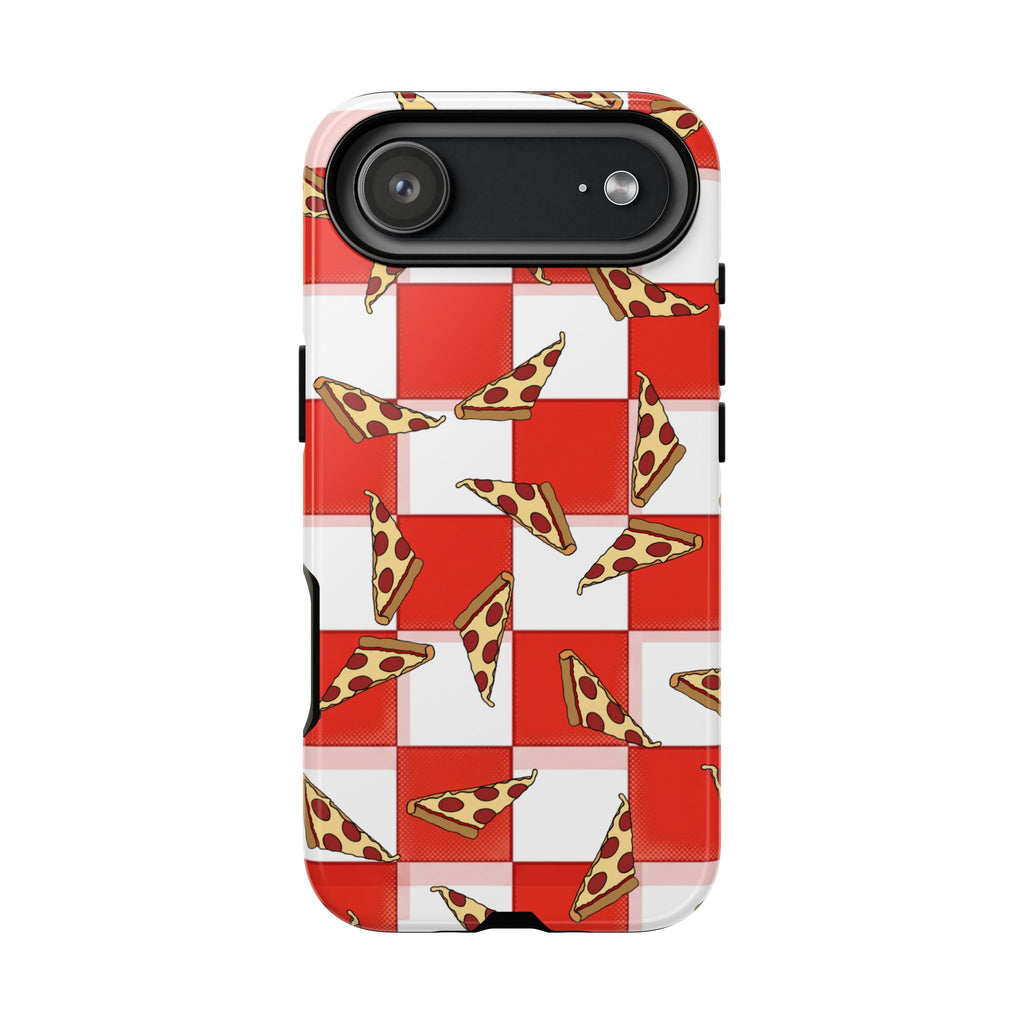 Pizza Pattern Phone Case — Red Picnic Table Pepperoni Design