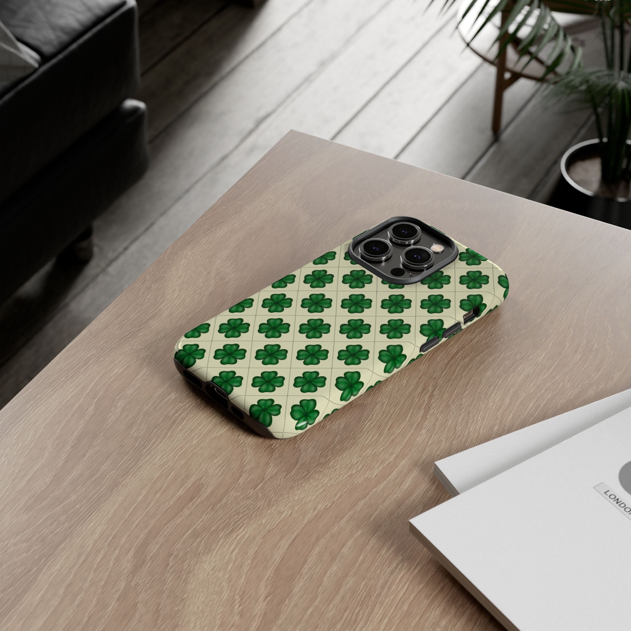 St. Patrick’s Shamrock Tough Phone Case — Green Clover Pattern