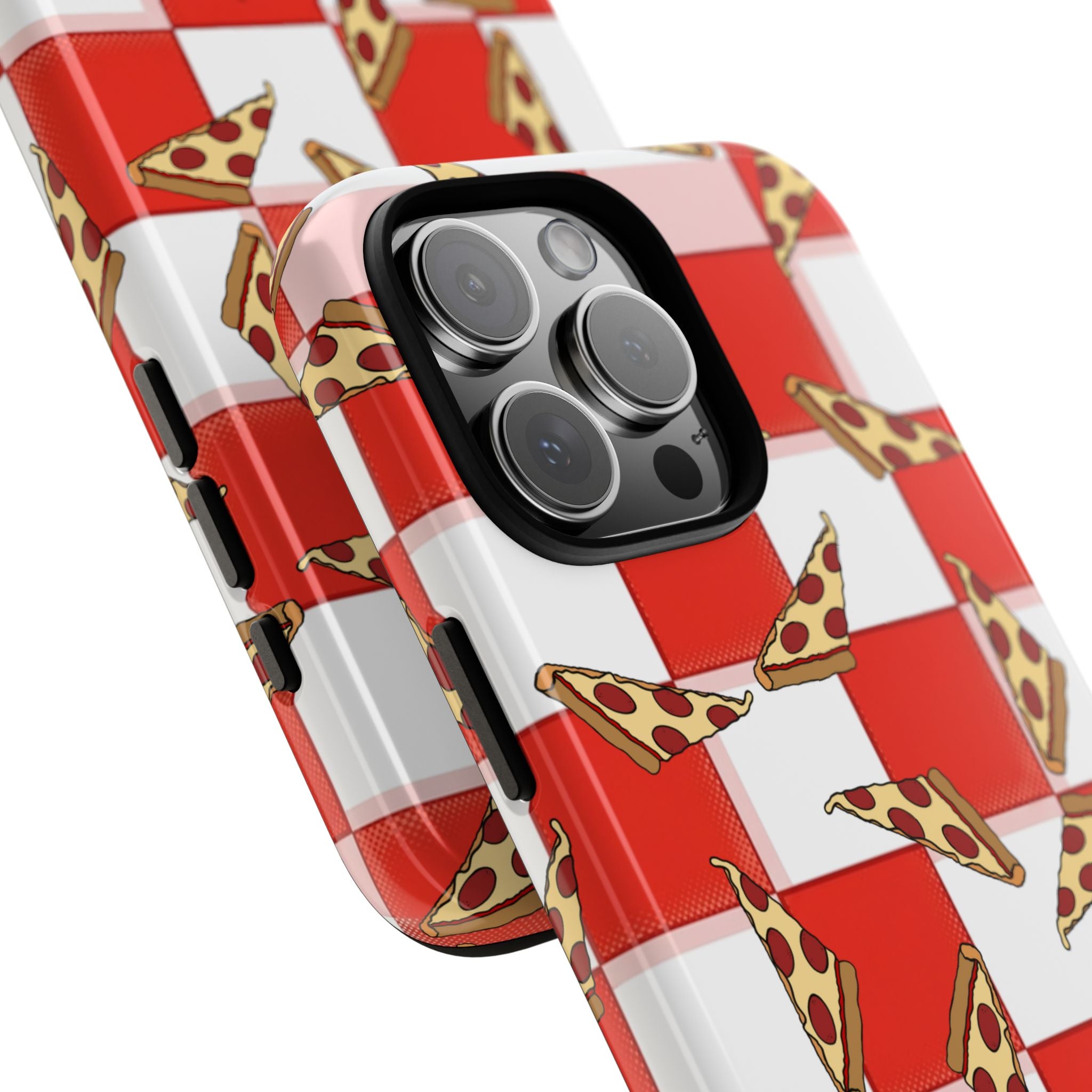 Pizza Pattern Phone Case — Red Picnic Table Pepperoni Design